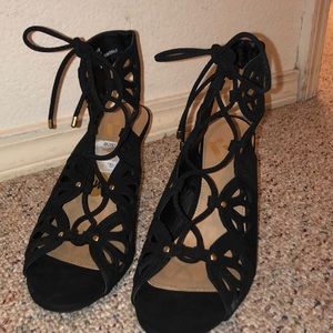 Black Suede Wedge Heels
